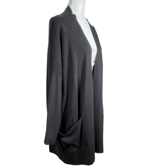 PACT Airplane Cardigan Sweater Size M/L Black Organic Cotton Long Open Front EUC - Picture 9 of 16